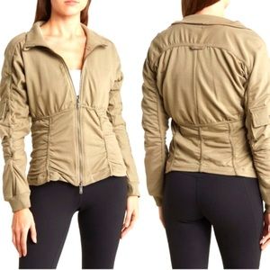 FP Movement Foundation Ruched Seam Zip Athletic Jacket in Desert Taupe - Large